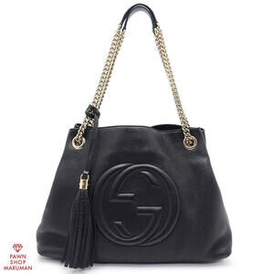 Gucci Soho Interlocking GG Tassel Chain Shoulder Bag Black Cool